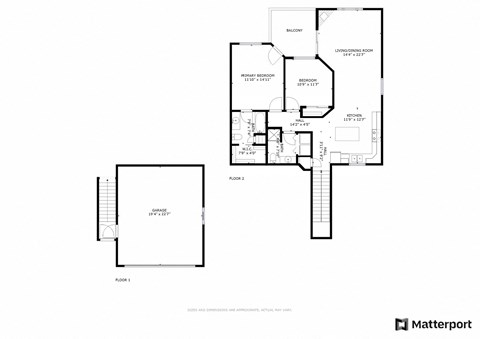 Floor plan for 2 beds, 2 baths, 1200 sqft